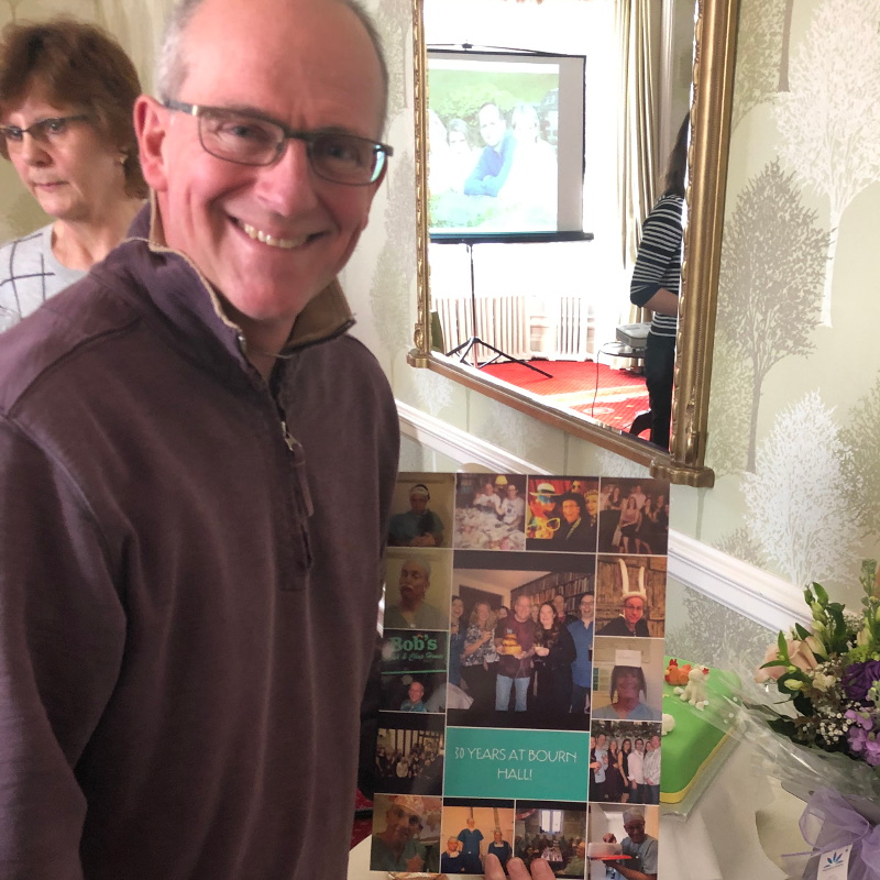 Carousel - Martyn Blayney with his 30th anniversary card Carousel - Martyn Blayney with his 30th anniversary card