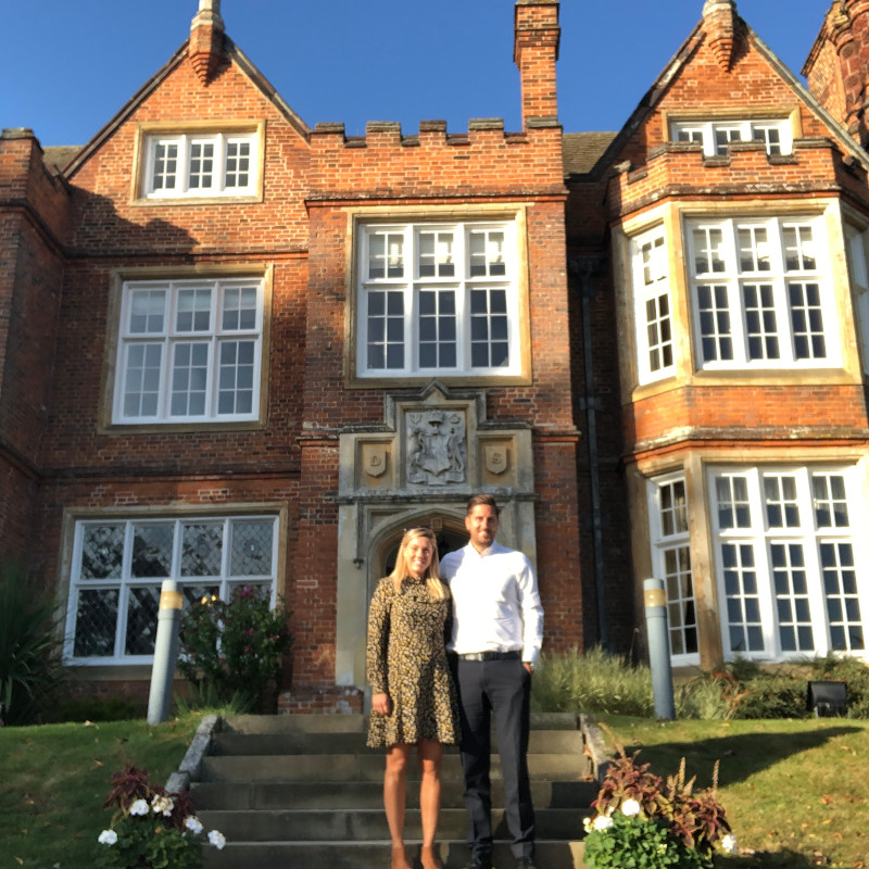 Jenna and Shaun outside Bourn Hall Jenna and Shaun outside Bourn Hall