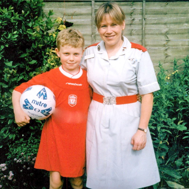 Julie with one of her sons in 2003 Julie with one of her sons in 2003