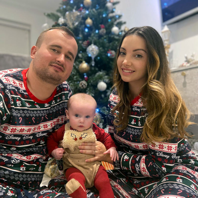 Amber, Josh and Hallee at Christmas